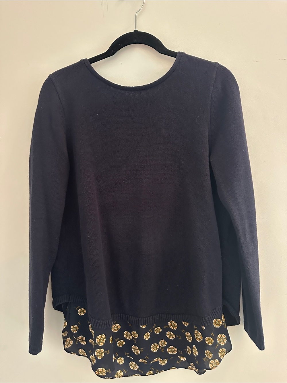 Loft Navy Mixed Media Sweater